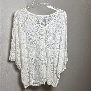 Creamy White Oversized Batwing Sleeve Blouse